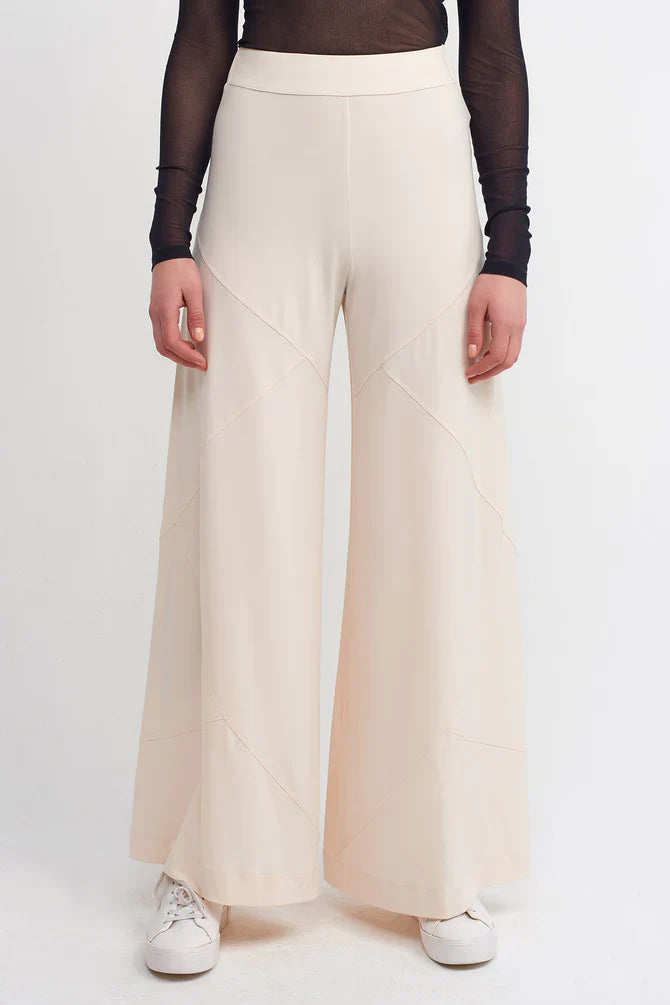 Nu Wide Leg Trousers With Stitched Detail Natural