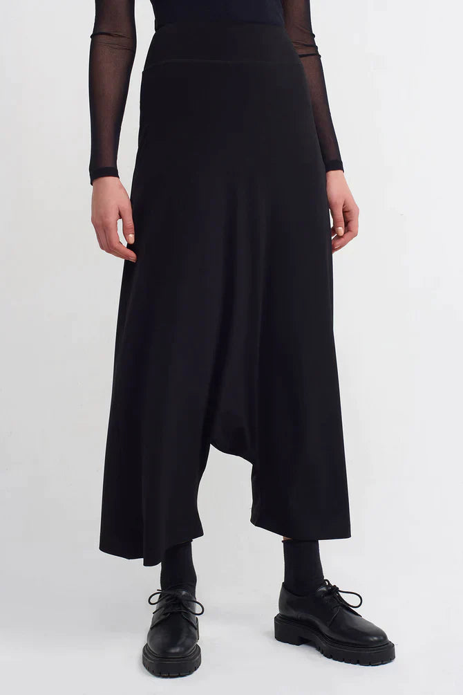 Nu Solid Elasticated Harem Trousers Black