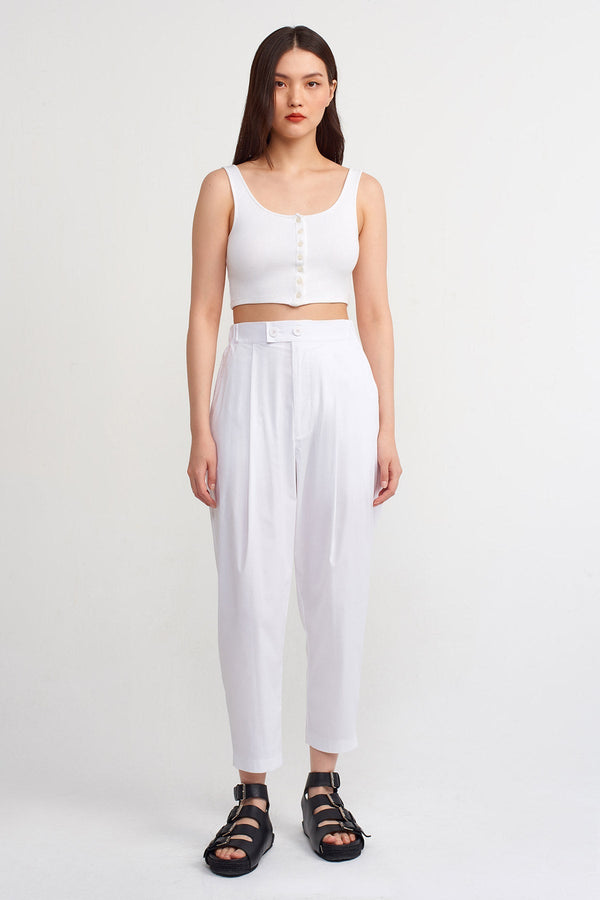 Nu Semi-Elasticated Waist Trousers Off White