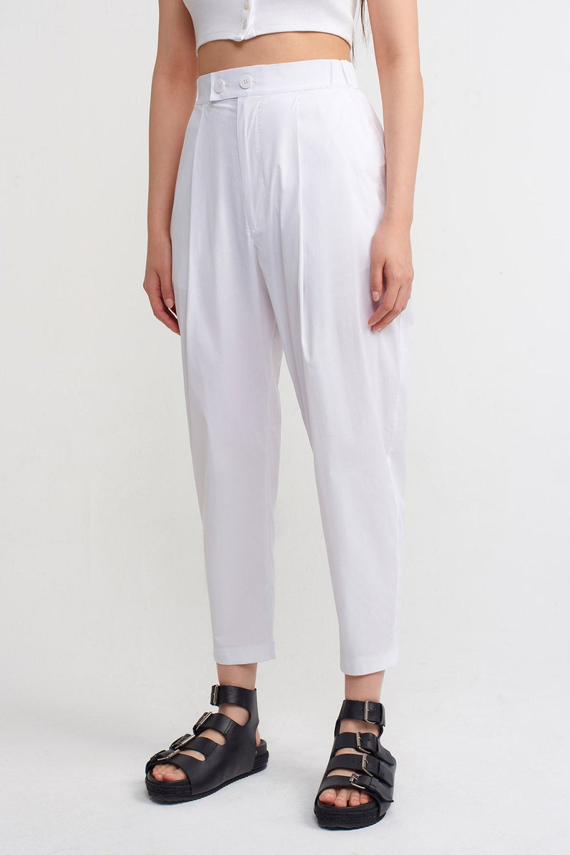 Nu Semi-Elasticated Waist Trousers Off White