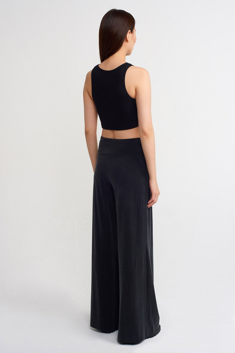 Nu High Waist Wide Leg Trousers Black