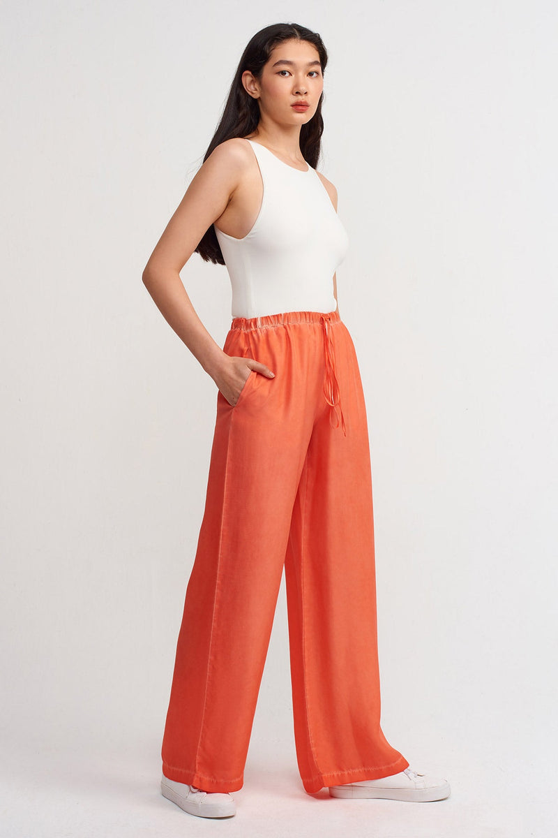 Nu Printed Wide Leg Trousers Orange