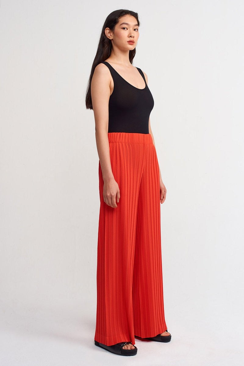 Nu Pleated Straight Leg Trousers Orange