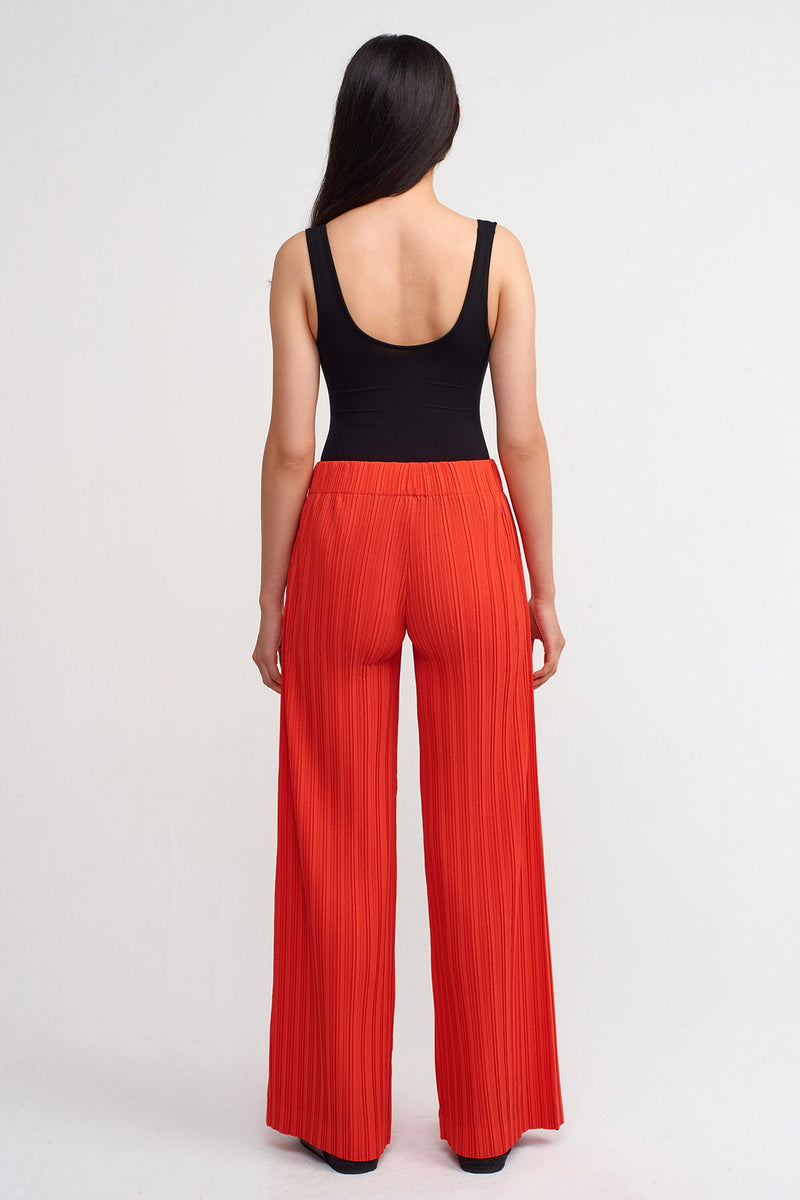 Nu Pleated Straight Leg Trousers Orange