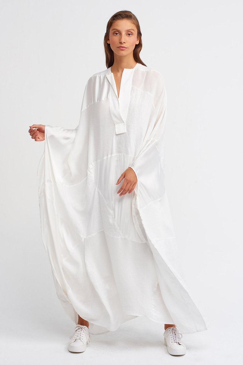 Nu V-Neck Maxi Kaftan Dress Off White