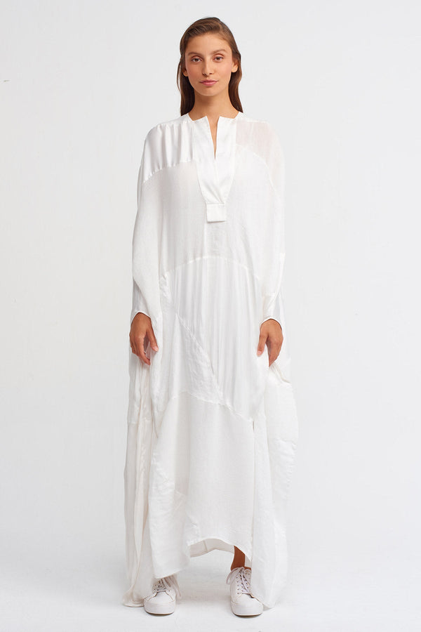 Nu V-Neck Maxi Kaftan Dress Off White