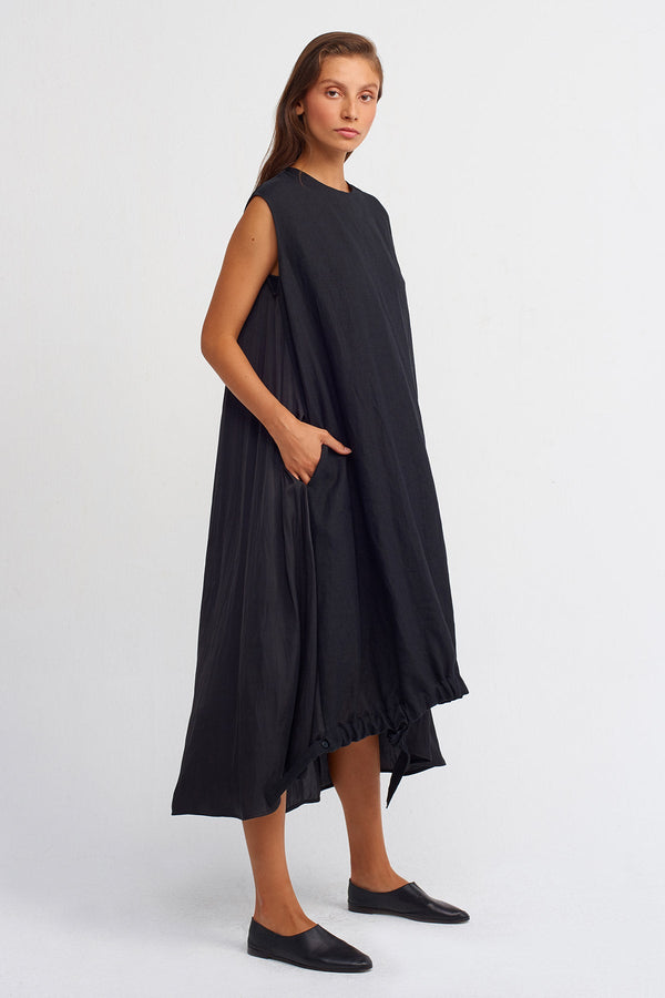 Nu Solid Sleeveless Midi Dress Black