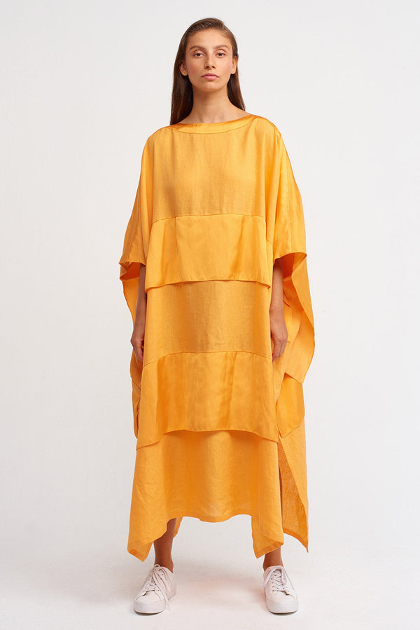 Nu Apricot Striped Kaftan Dress Light Orange