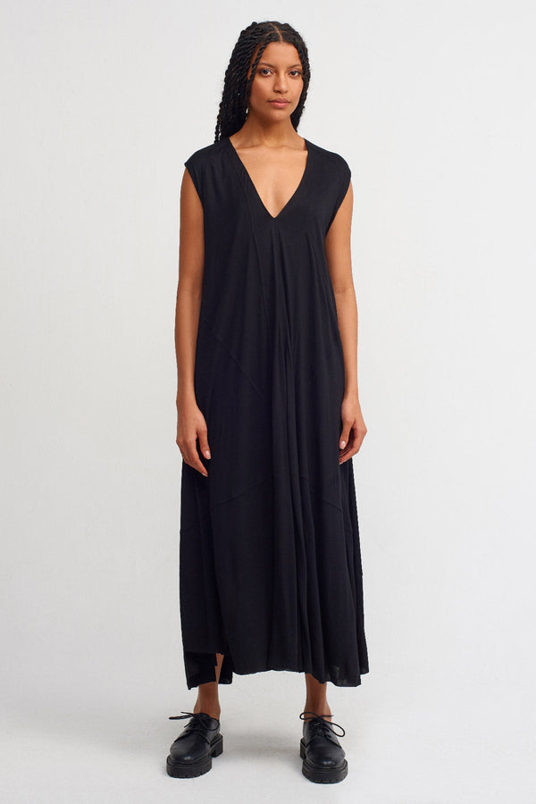 Nu Stitched Detail Maxi Dress Black