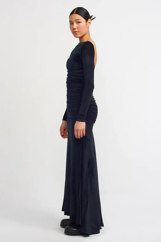 Nu Velvet Backless Maxi Dress Black