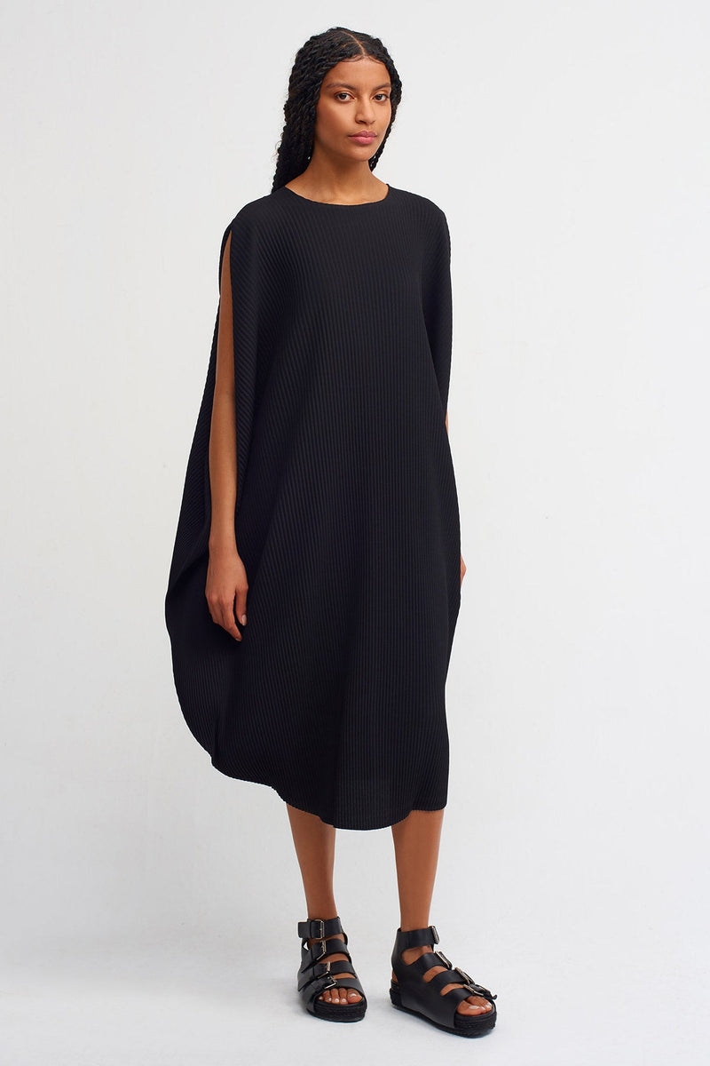 Nu Ribbed Sleeveless Midi Dress Black