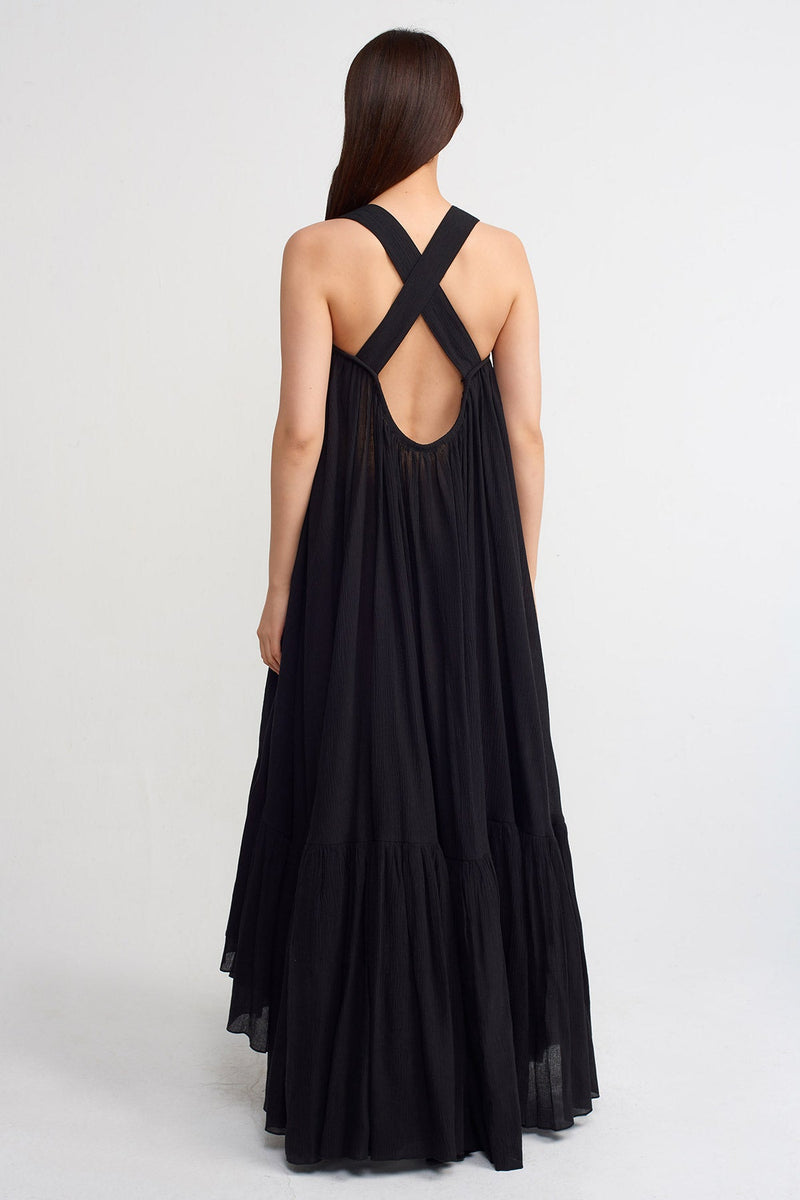 Nu Criss Cross Strap Maxi Dress Black