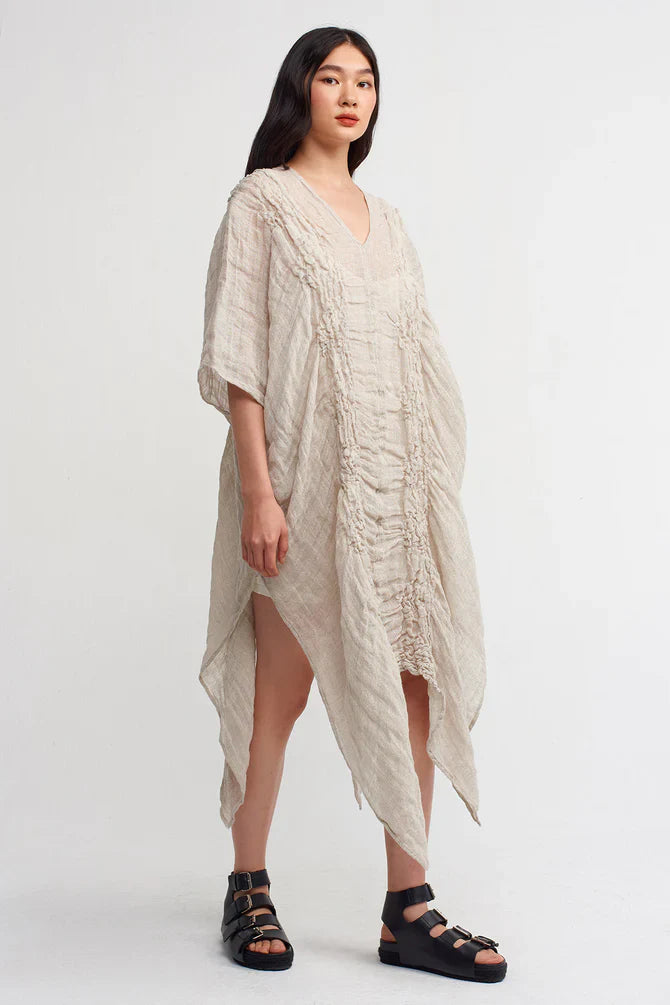 Nu Textured Asymmetrical Maxi Dress Light Grey