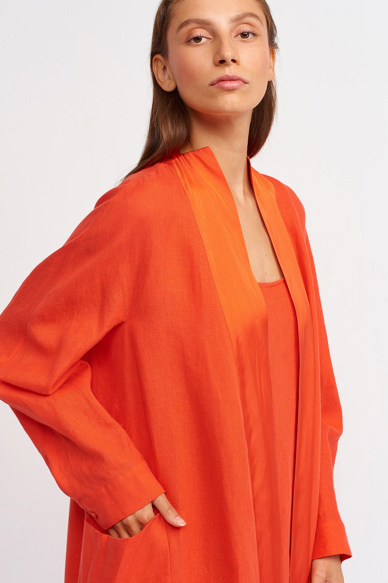 Nu Solid Open-Front Maxi Abaya Orange