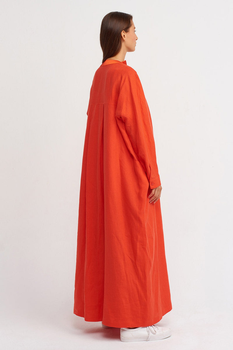 Nu Solid Open-Front Maxi Abaya Orange