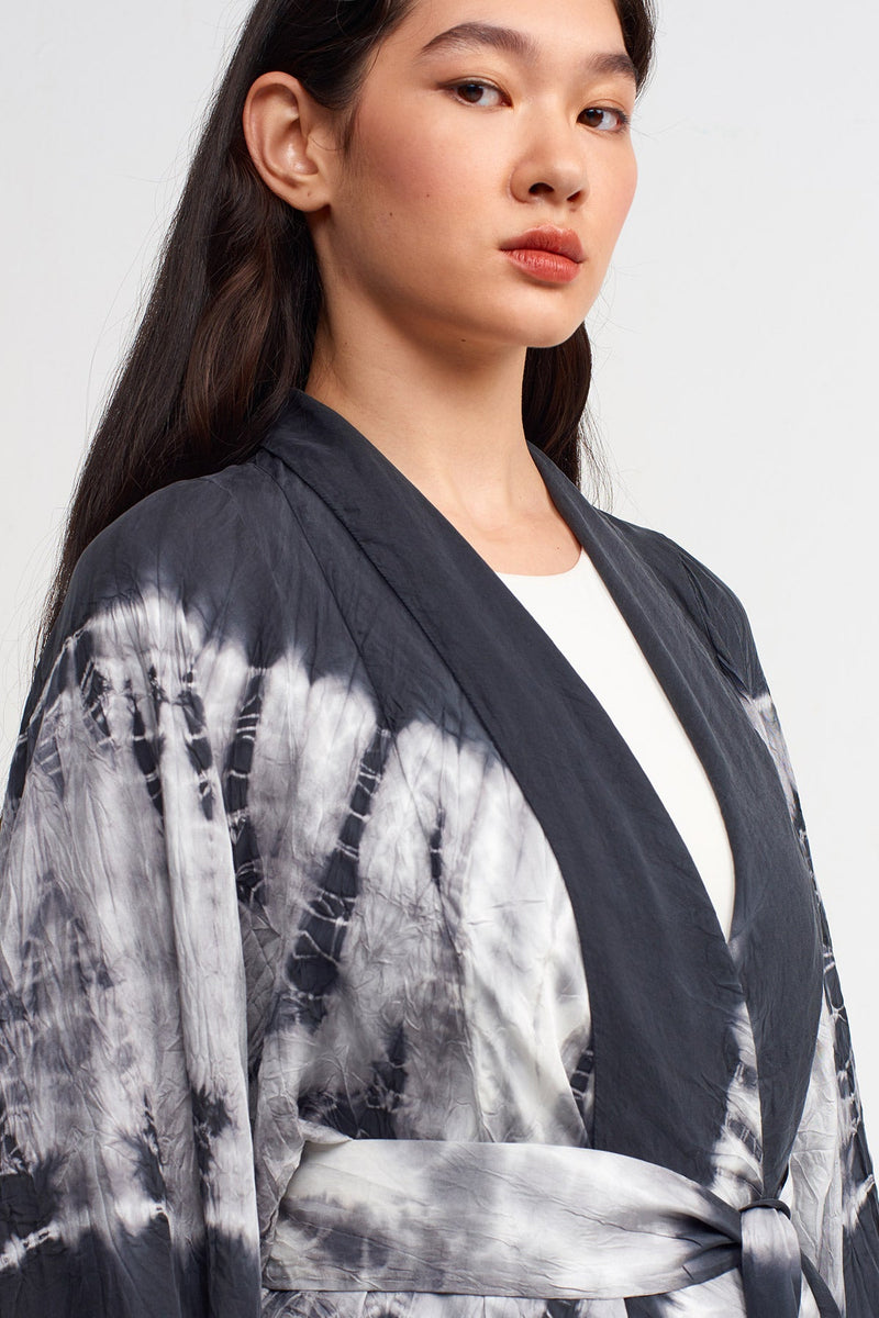 Nu Tie Dye Belted Outerwear Black/Offwhite