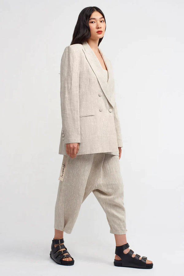 Nu Textured Double Breasted Blazer Light Grey