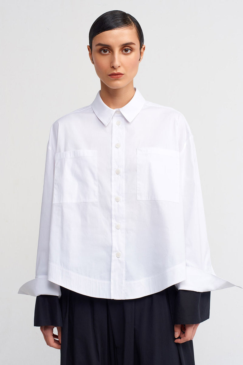 Nu Oversized Shirt With Cuff In A Different Color Off White/Black