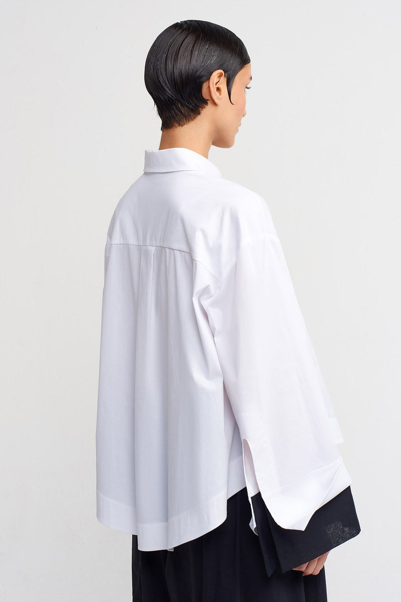 Nu Oversized Shirt With Cuff In A Different Color Off White/Black