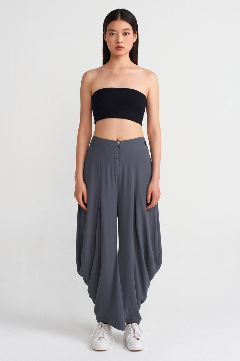 Nu Draped Hem Pants Silver