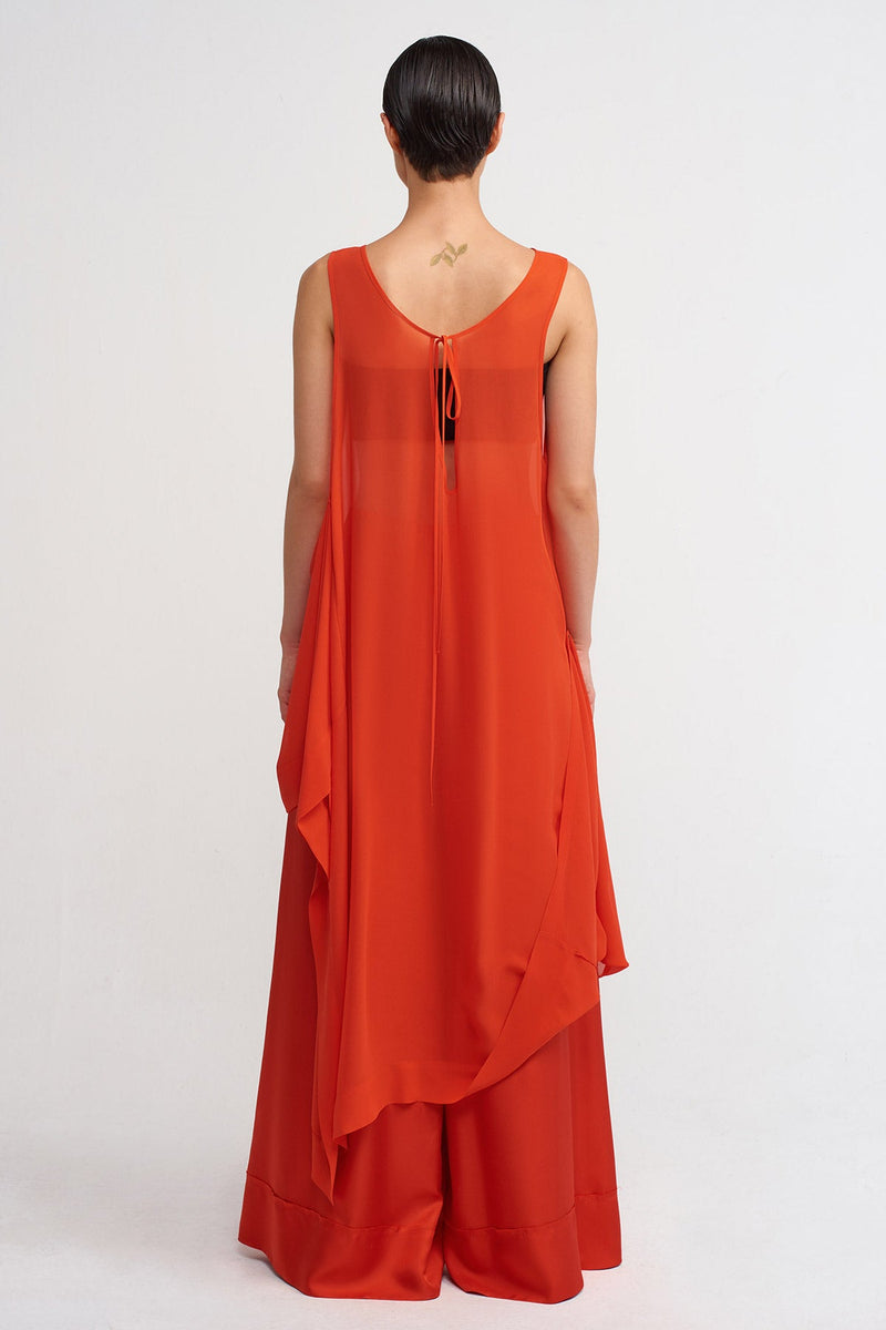 Nu Chiffon Asymmetric Tunic Dress Red