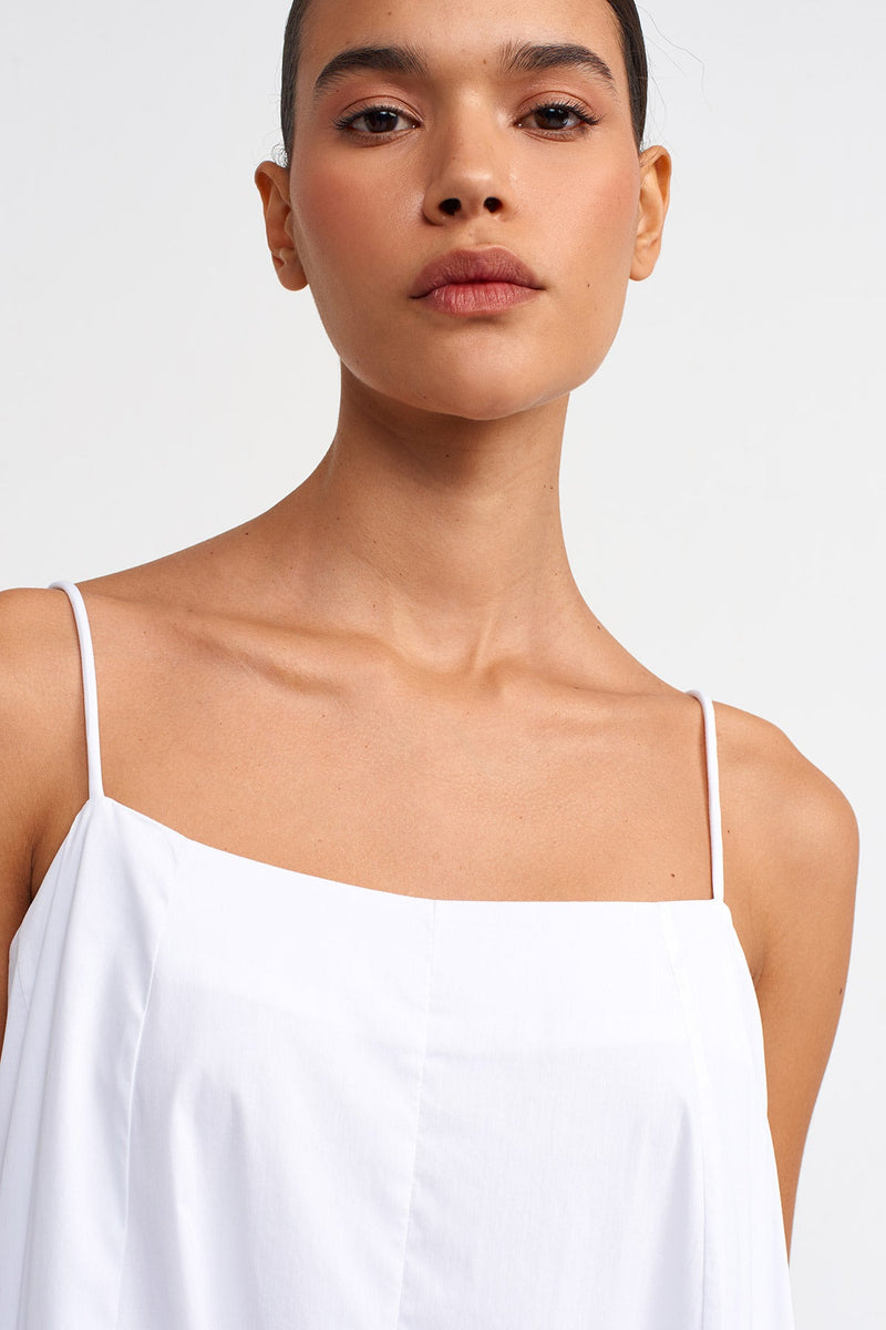 Nu Strappy Poplin Dress Off White