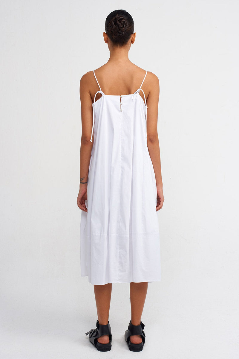 Nu Strappy Poplin Dress Off White