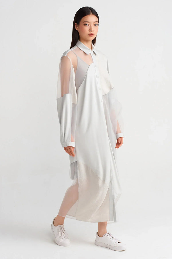 Nu Fabric Block Shirt Dress Ice