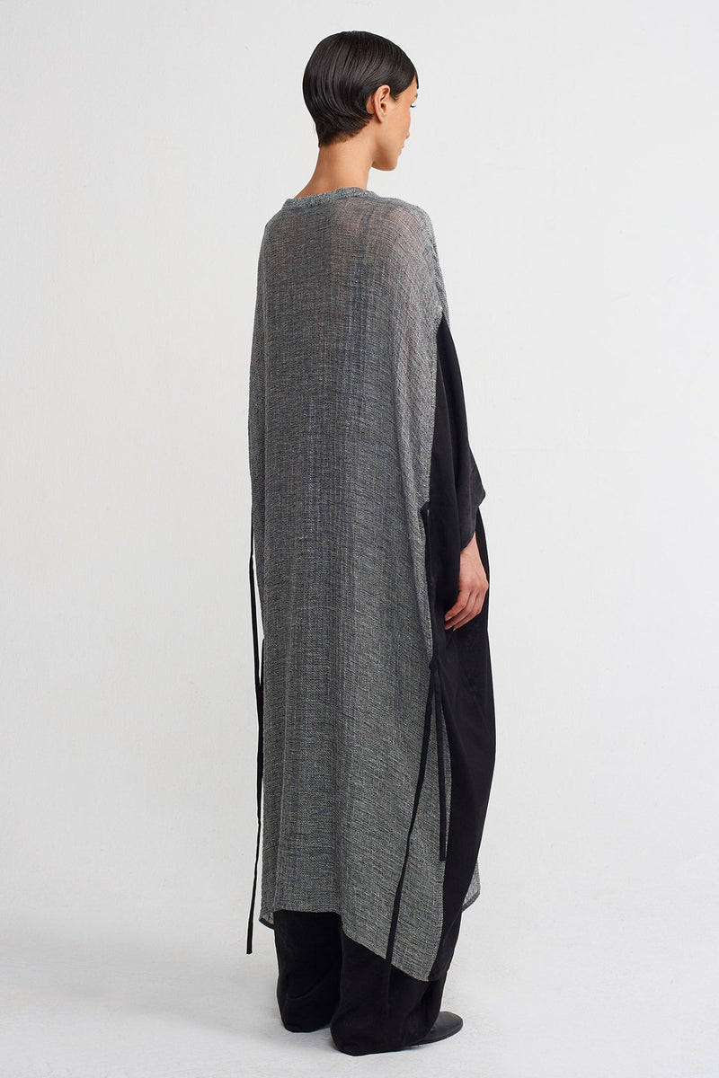 Nu Long Kaftan Cardigan Black & Grey