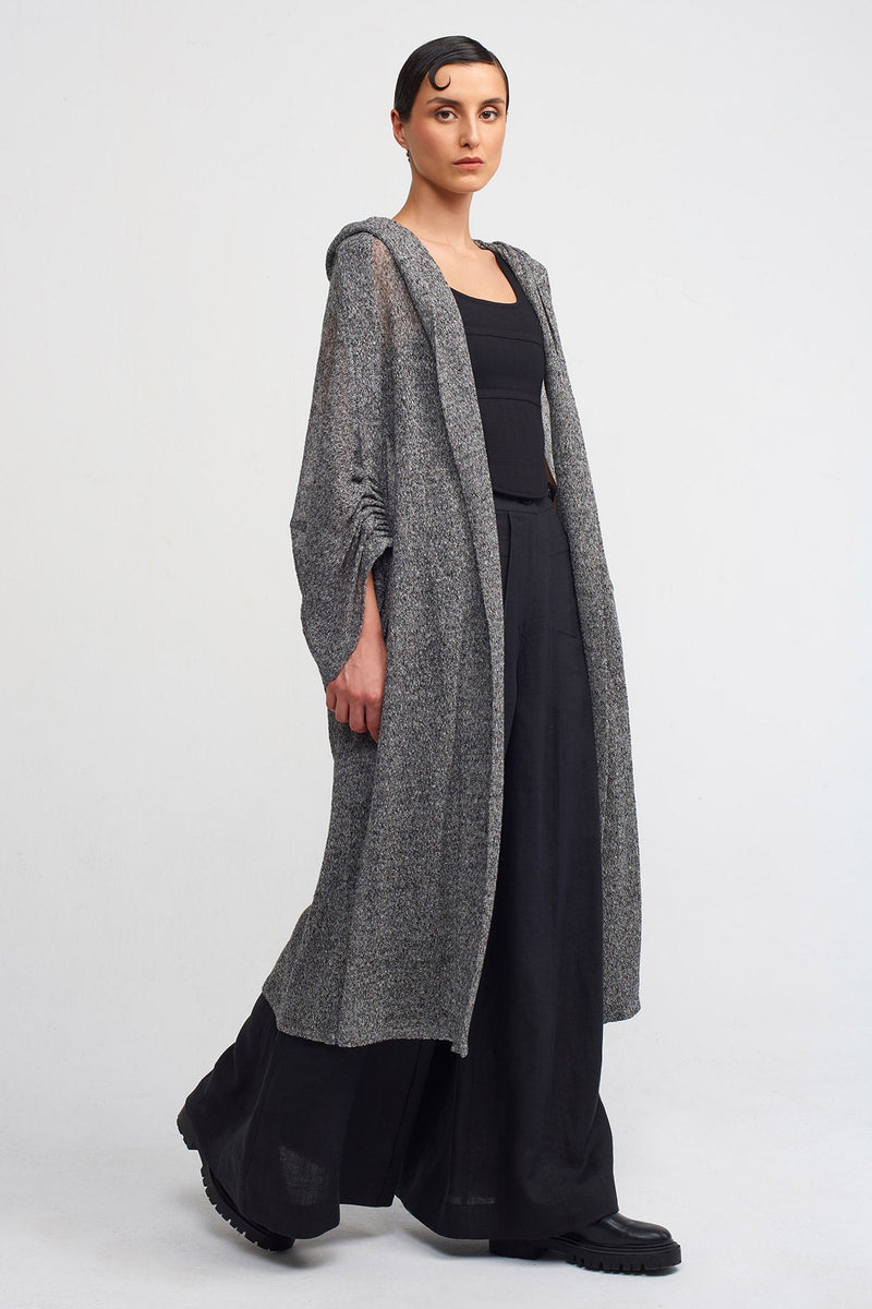 Nu Hooded Knit Cardigan Grey