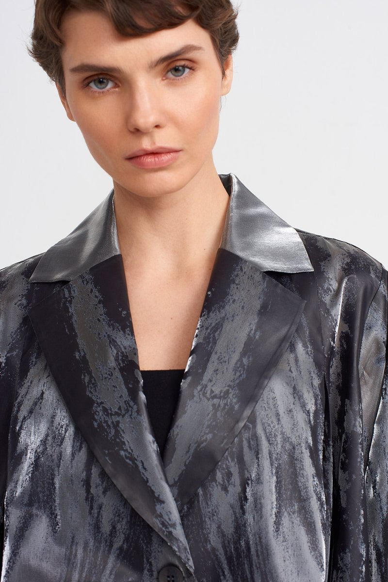 Nu Organza Overlay Printed Elegant Jacket Silver