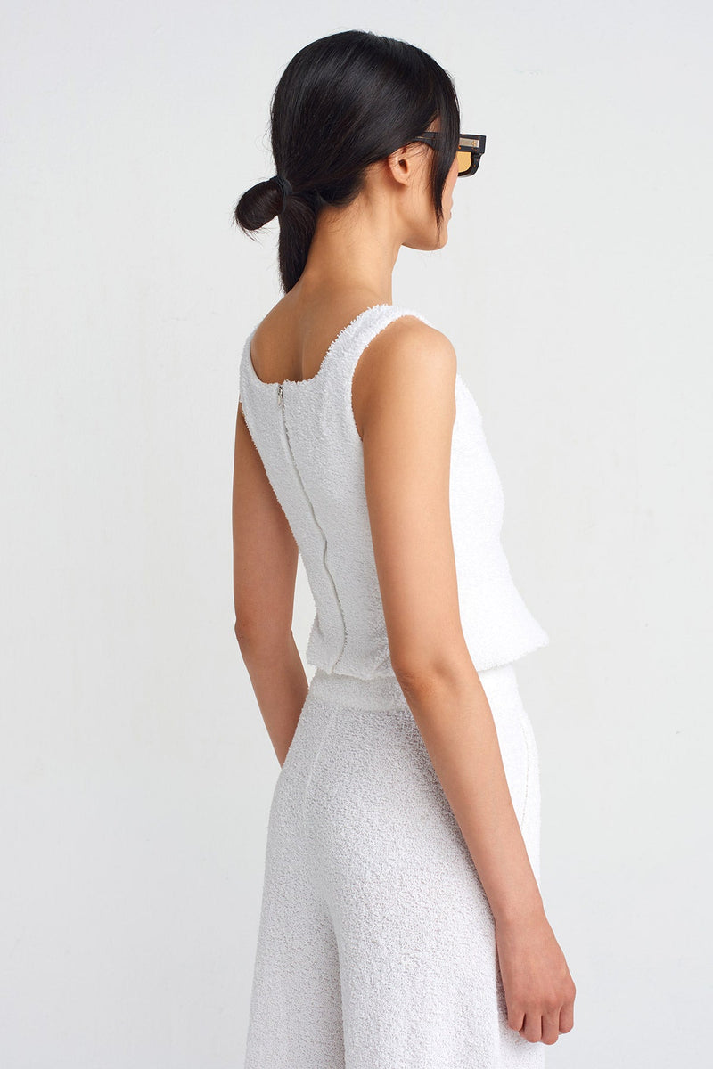 Nu Towel Fabric Bustier Blouse Off White