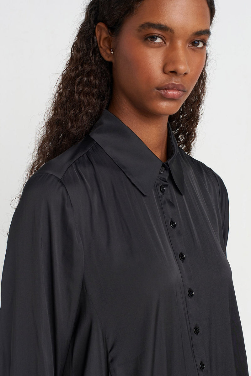 Nu Pocket Satin Shirt Black