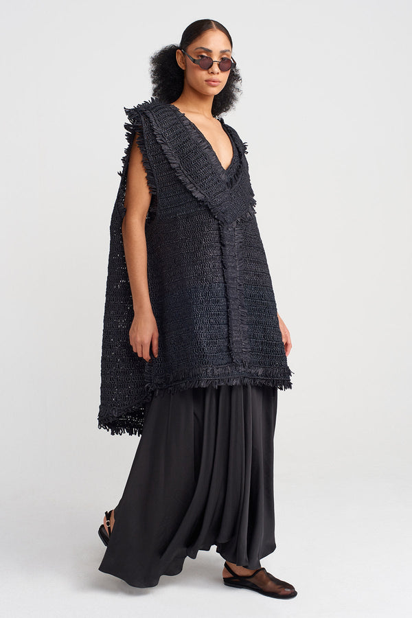 Nu Oversize Knit Top Black