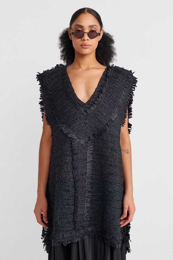 Nu Oversize Knit Top Black