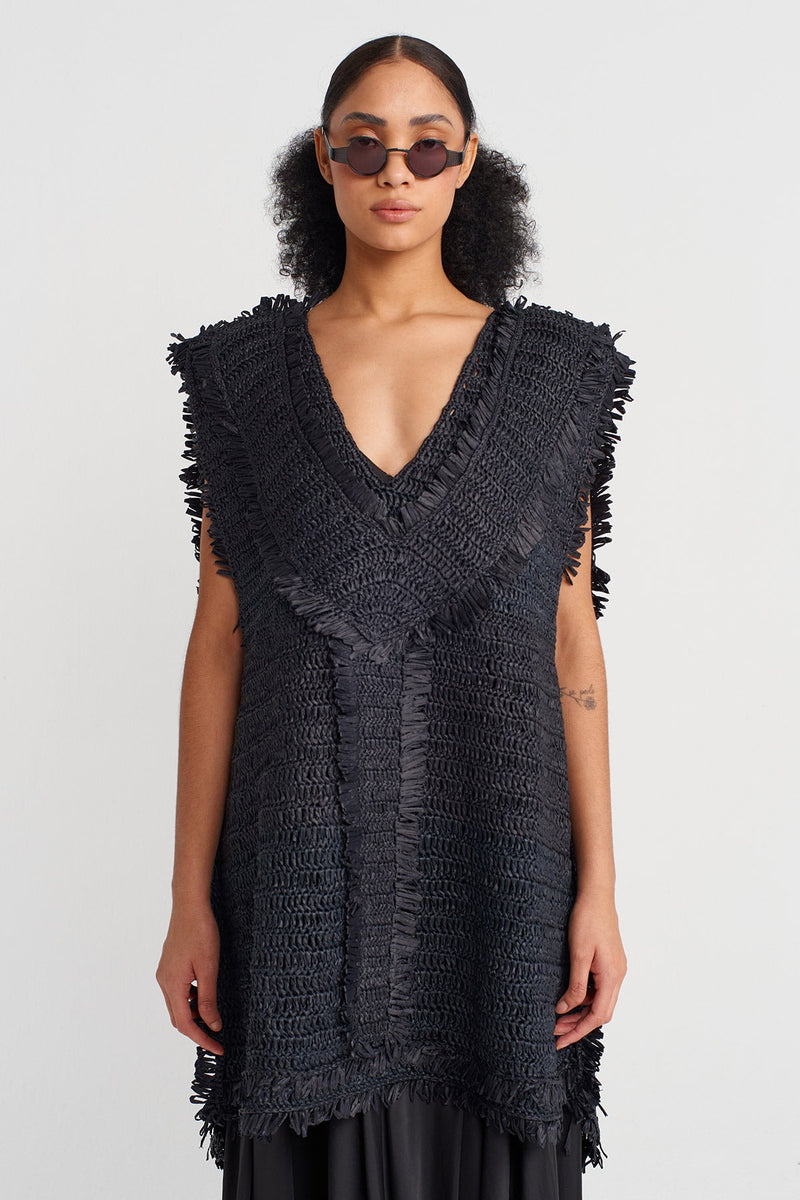 Nu Oversize Knit Top Black