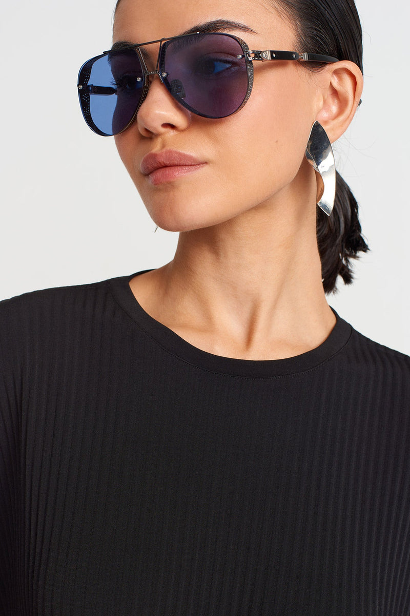 Nu Basic Pleated Jersey Blouse Black