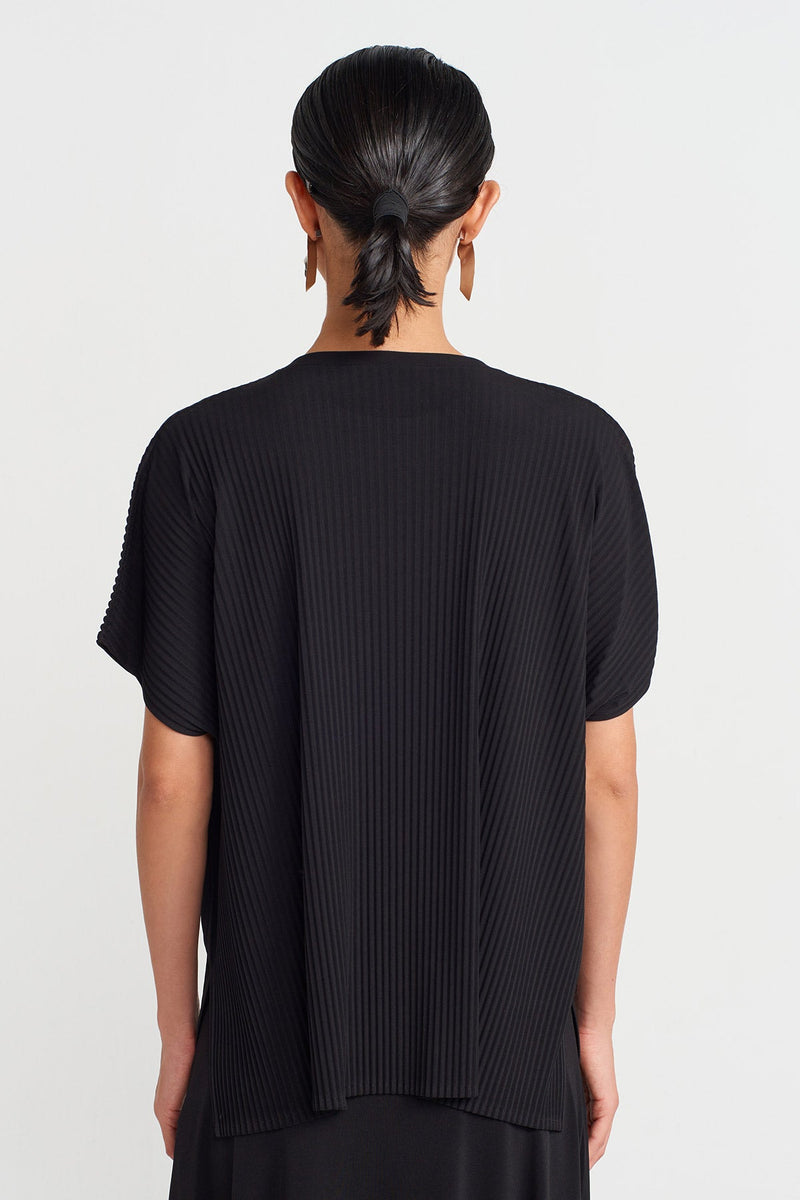 Nu Basic Pleated Jersey Blouse Black
