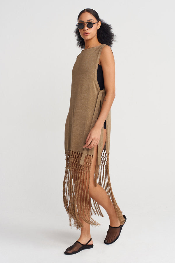 Nu Knit Tunic With Side Ties Bronze
