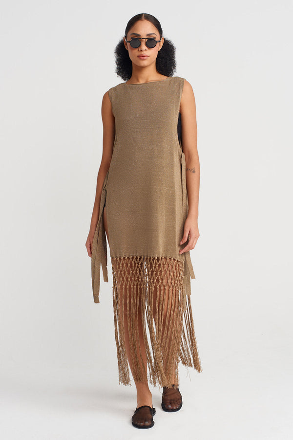 Nu Knit Tunic With Side Ties Bronze