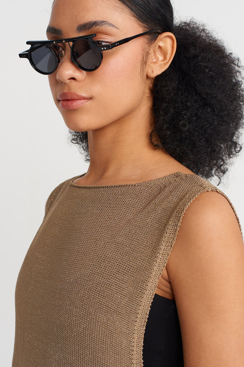 Nu Knit Tunic With Side Ties Bronze