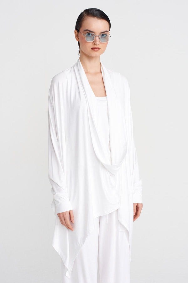 Nu Scarf Collar Blouse Off White