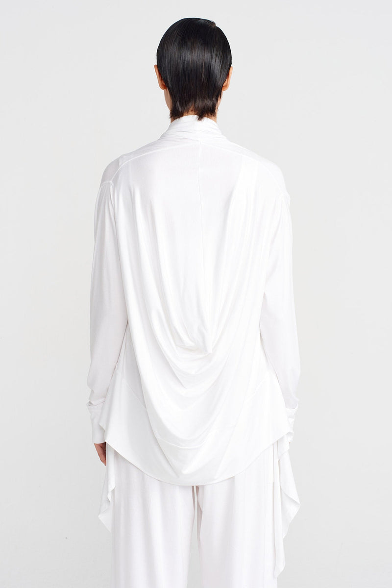 Nu Scarf Collar Blouse Off White