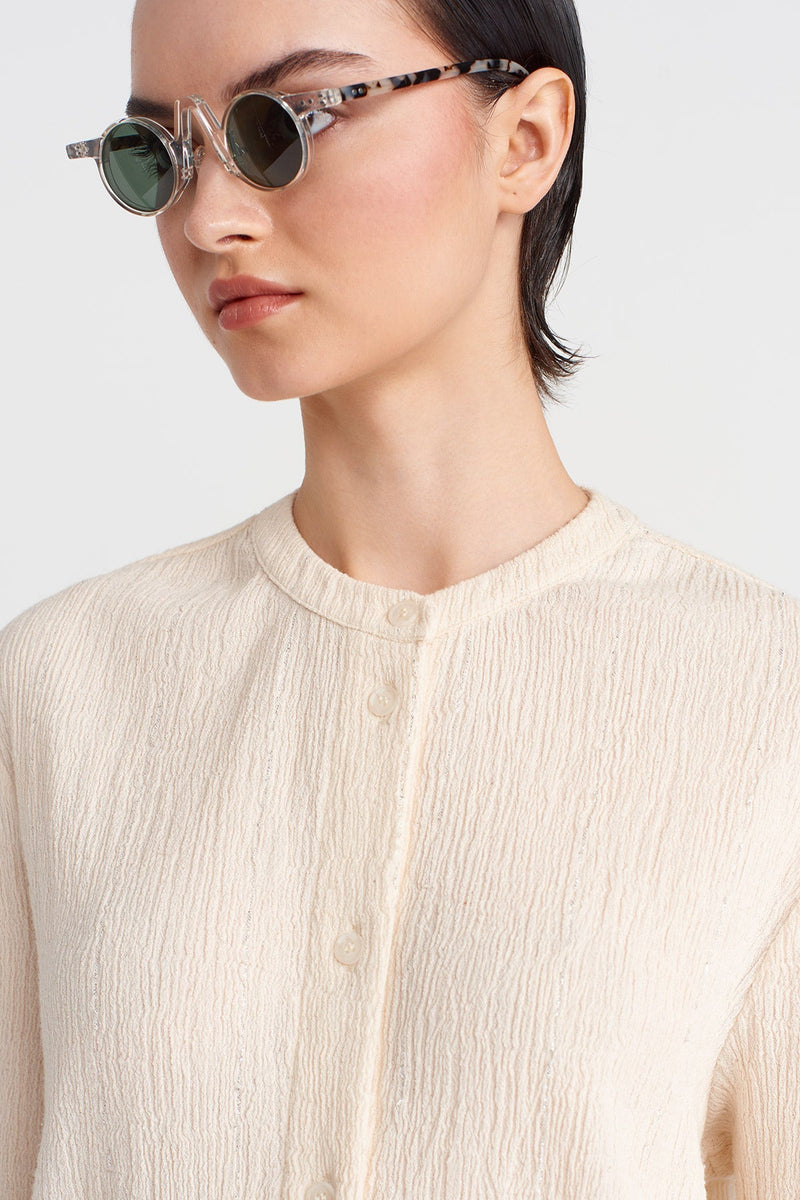 Nu Silver Glitter Crinkle Shirt Natural
