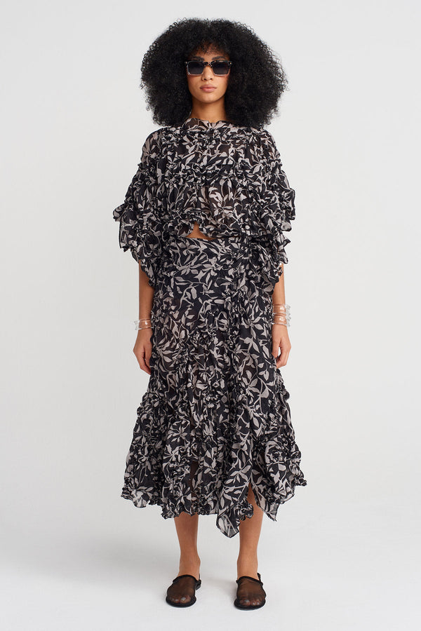 Nu Floral Voile Blouse Black