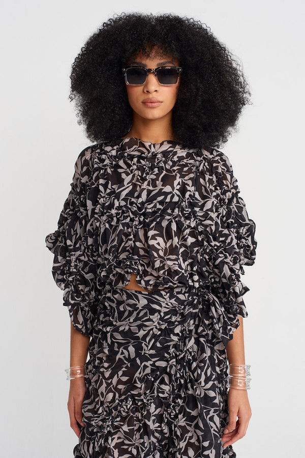 Nu Floral Voile Blouse Black