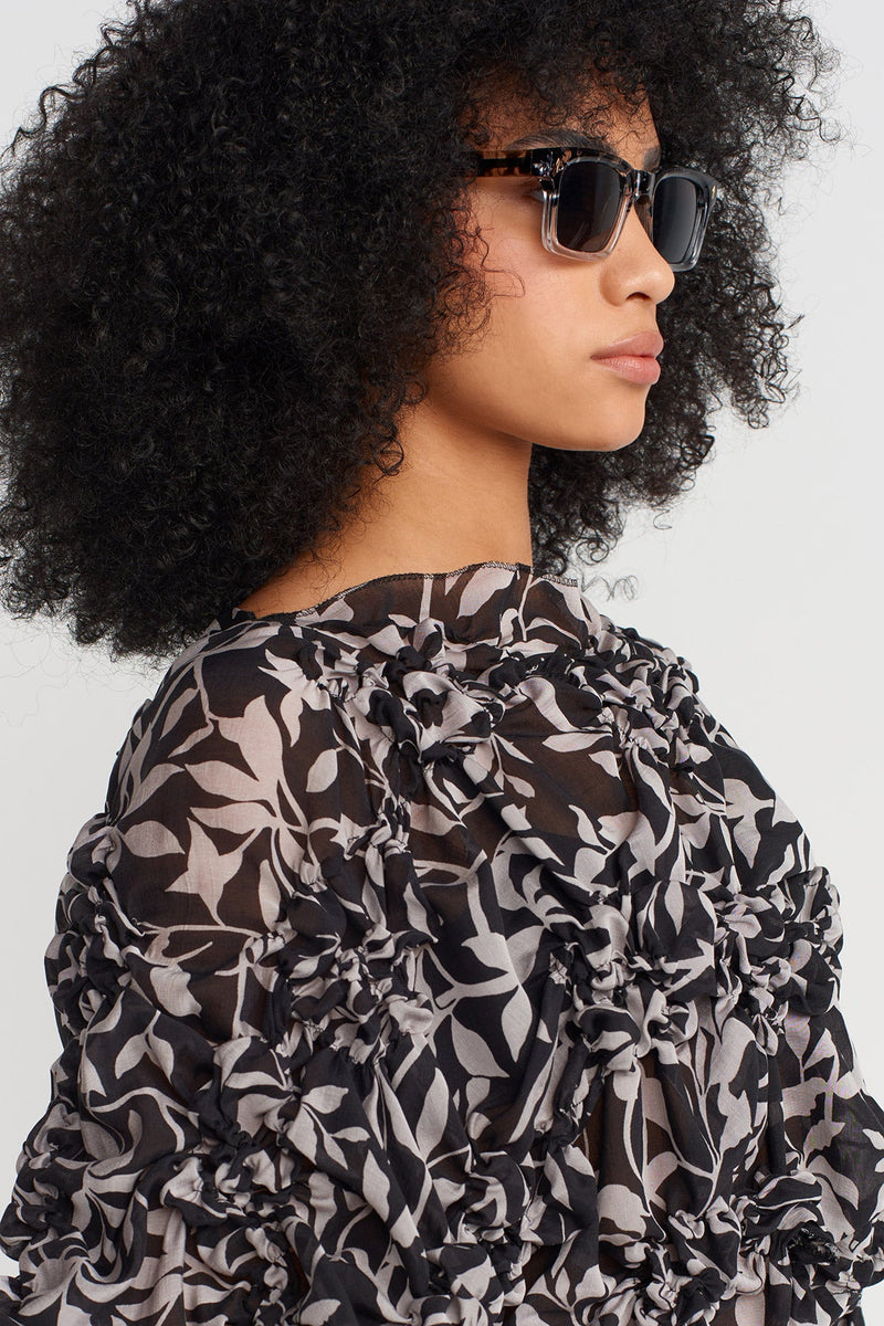 Nu Floral Voile Blouse Black