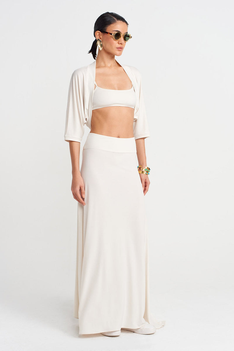 Nu Long Plain Jersey Skirt Ecru
