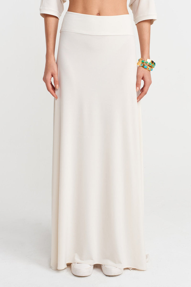 Nu Long Plain Jersey Skirt Ecru