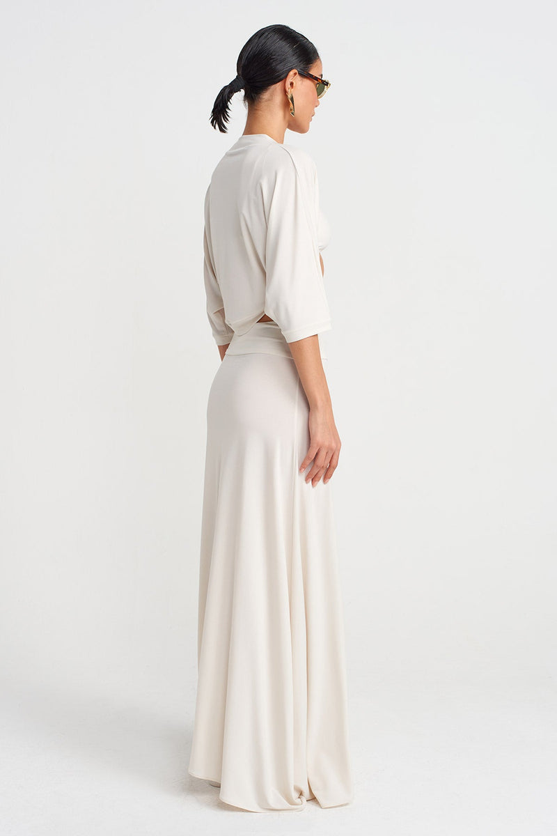 Nu Long Plain Jersey Skirt Ecru